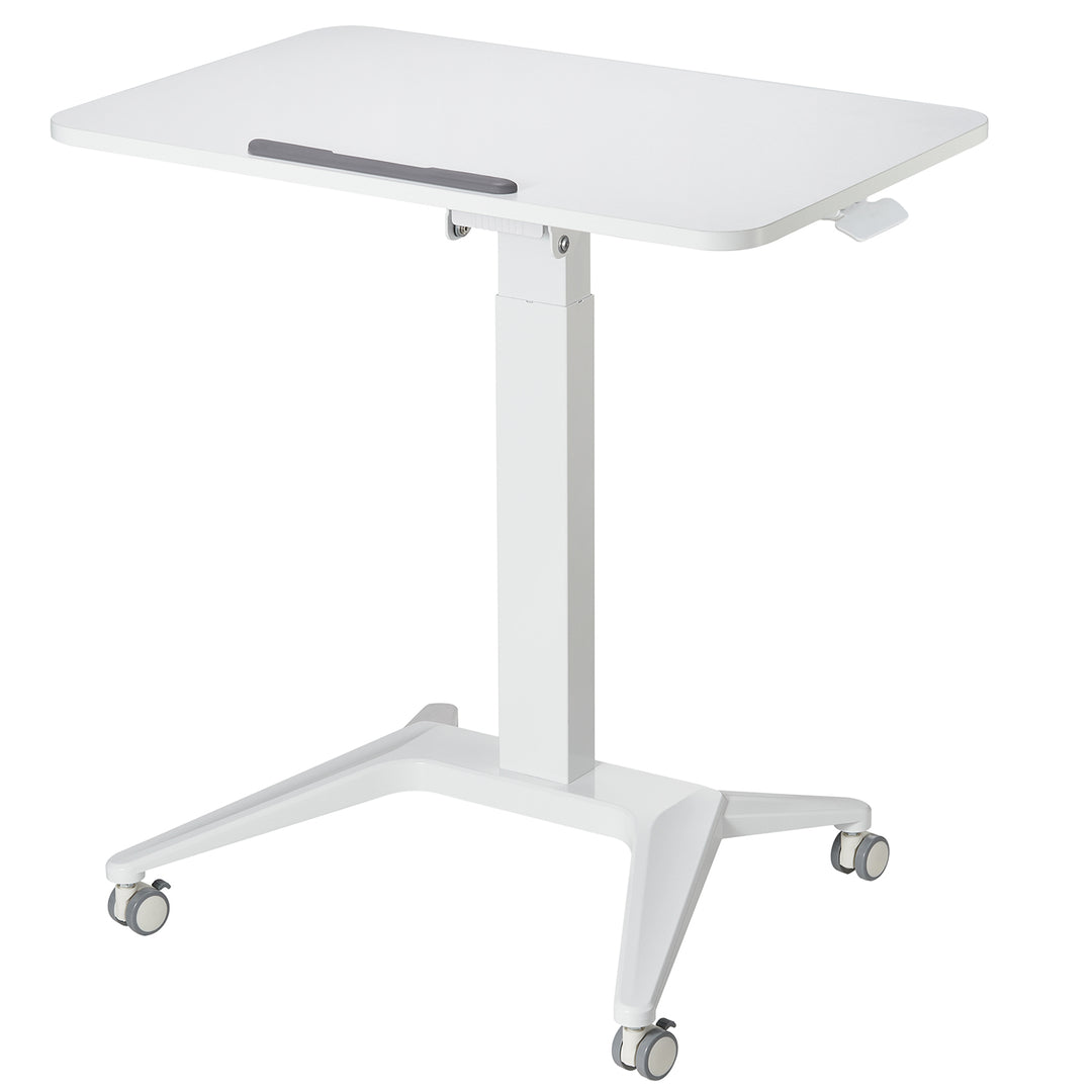 Maclean bureau mobile pour ordinateur portable, blanc, réglage pneumatique de la hauteur, 80x52cm, 8kg max, 109cm h, MC-453W