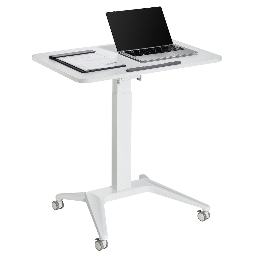 Maclean mobiel laptopbureau, wit, pneumatische hoogteverstelling, 80x52cm, 8kg max, 109cm h, MC-453W