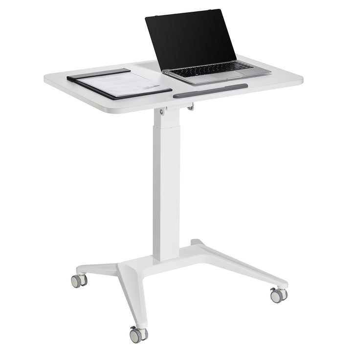 Maclean bureau mobile pour ordinateur portable, blanc, réglage pneumatique de la hauteur, 80x52cm, 8kg max, 109cm h, MC-453W