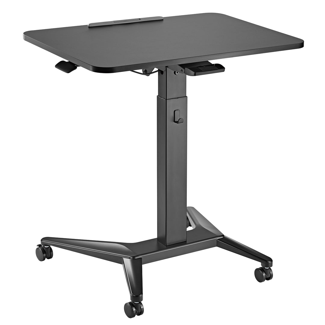 Maclean MC-453B bureau mobile pour ordinateur portable, noir, réglage pneumatique de la hauteur, 80x52cm, 8kg max, 109cm h, MC-453B