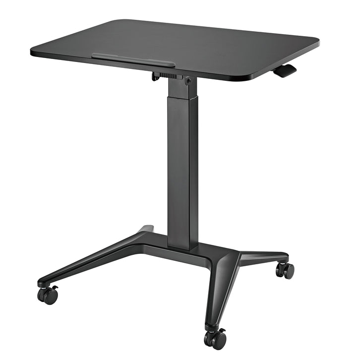 Maclean MC-453B bureau mobile pour ordinateur portable, noir, réglage pneumatique de la hauteur, 80x52cm, 8kg max, 109cm h, MC-453B