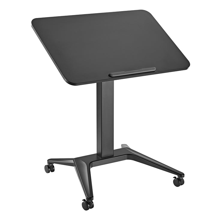 Maclean MC-453B bureau mobile pour ordinateur portable, noir, réglage pneumatique de la hauteur, 80x52cm, 8kg max, 109cm h, MC-453B