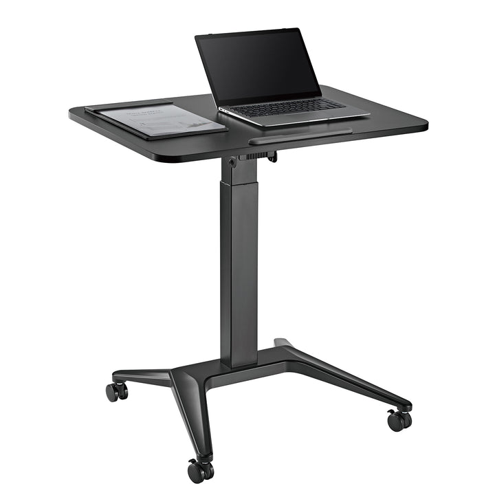 Maclean MC-453B bureau mobile pour ordinateur portable, noir, réglage pneumatique de la hauteur, 80x52cm, 8kg max, 109cm h, MC-453B