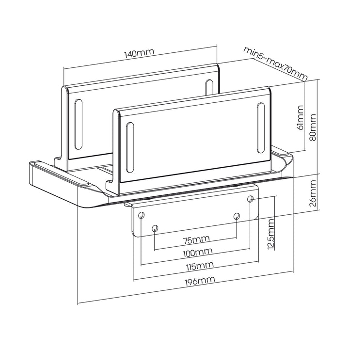 Maclean MC-454 Thin Client / Mini PC Terminal Holder, zwart, compatibel met VESA-beugels, vrijstaand,