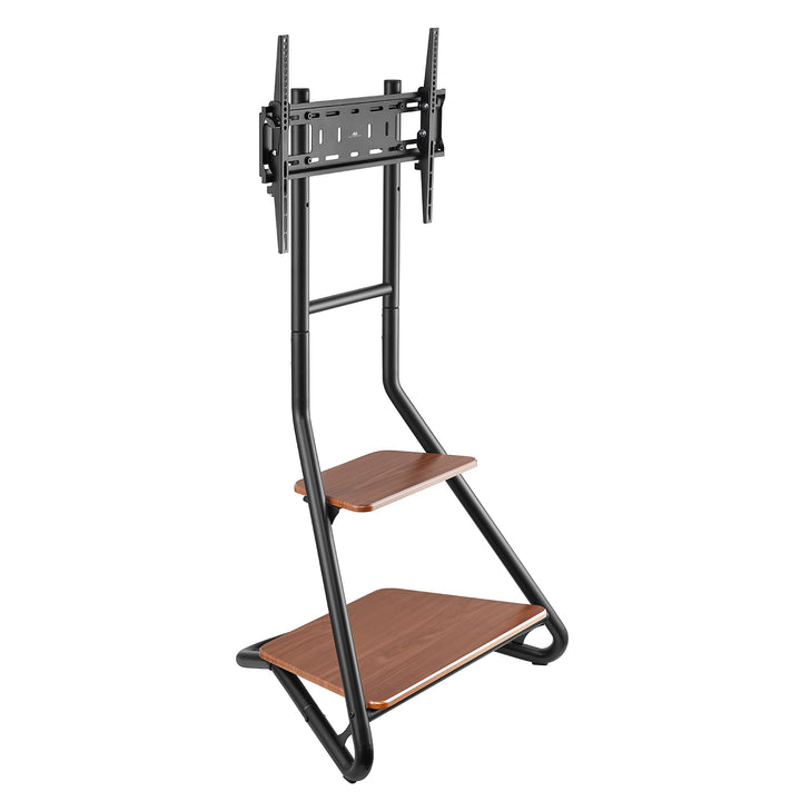 Maclean, support d'angle/télévision sur pied, style Bauhaus, étagères en bois à deux niveaux, 40kg max, 37-75'', MC-455