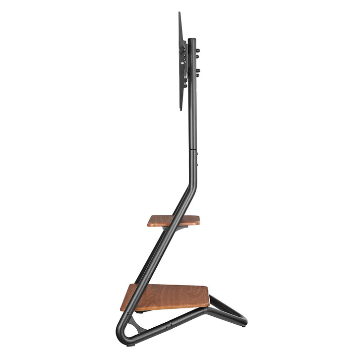 Maclean, support d'angle/télévision sur pied, style Bauhaus, étagères en bois à deux niveaux, 40kg max, 37-75'', MC-455