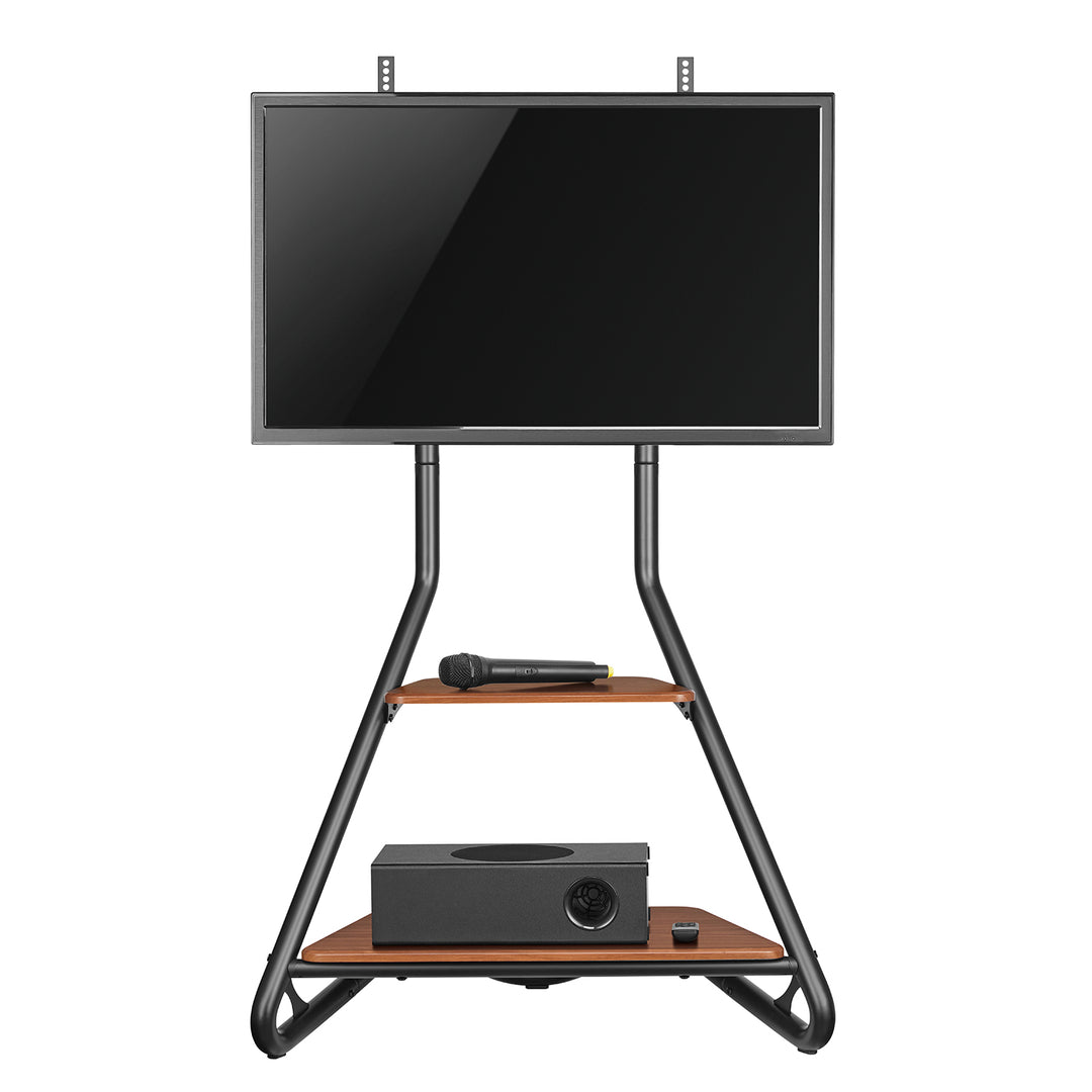 Maclean, support d'angle/télévision sur pied, style Bauhaus, étagères en bois à deux niveaux, 40kg max, 37-75'', MC-455