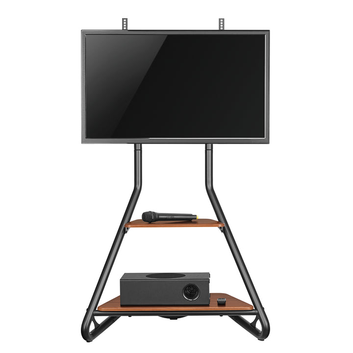 Maclean, support d'angle/télévision sur pied, style Bauhaus, étagères en bois à deux niveaux, 40kg max, 37-75'', MC-455
