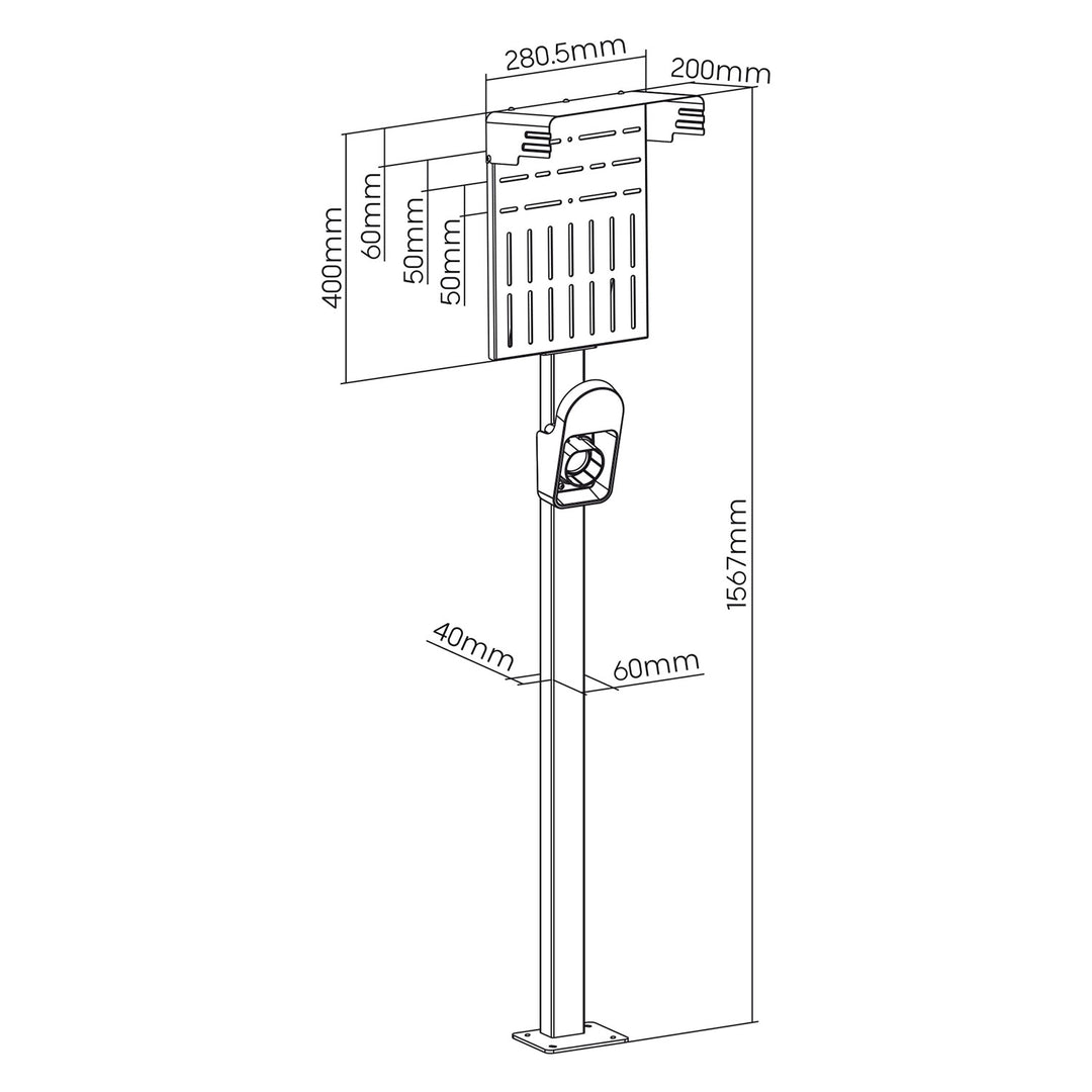 Maclean MCE456 Externe steun voor EV en PHEV autoladers staal 15 kg max