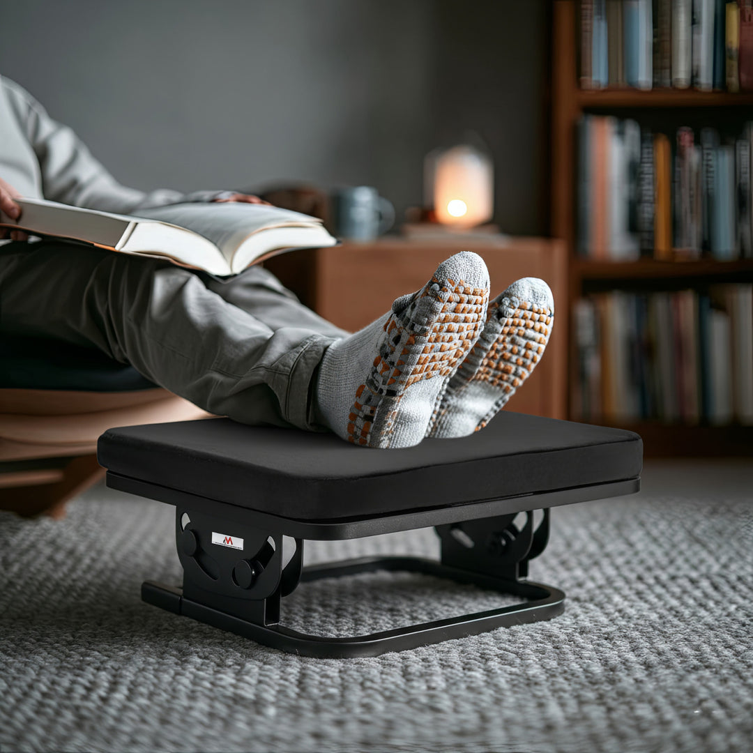 Maclean ergonomische voetsteun, beensteun, traploos verstelbare hoek, afneembaar kussen, MC-460