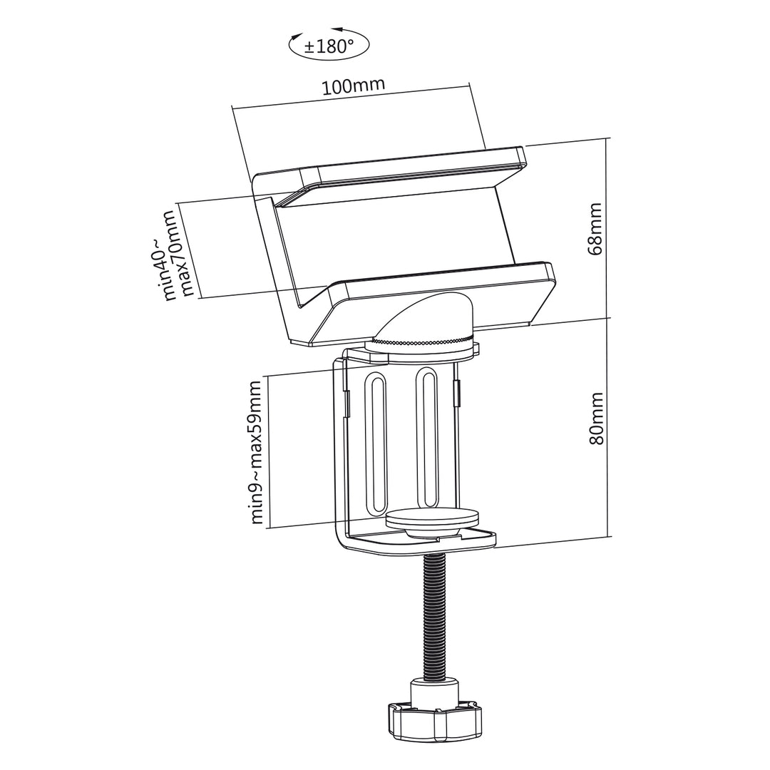 Maclean bureauhouder voor stekkerdoos, wit, 40-70mm, MC-470W