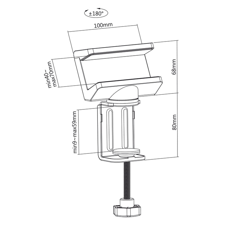 Maclean bureauhouder voor stekkerdoos, wit, 40-70mm, MC-470W