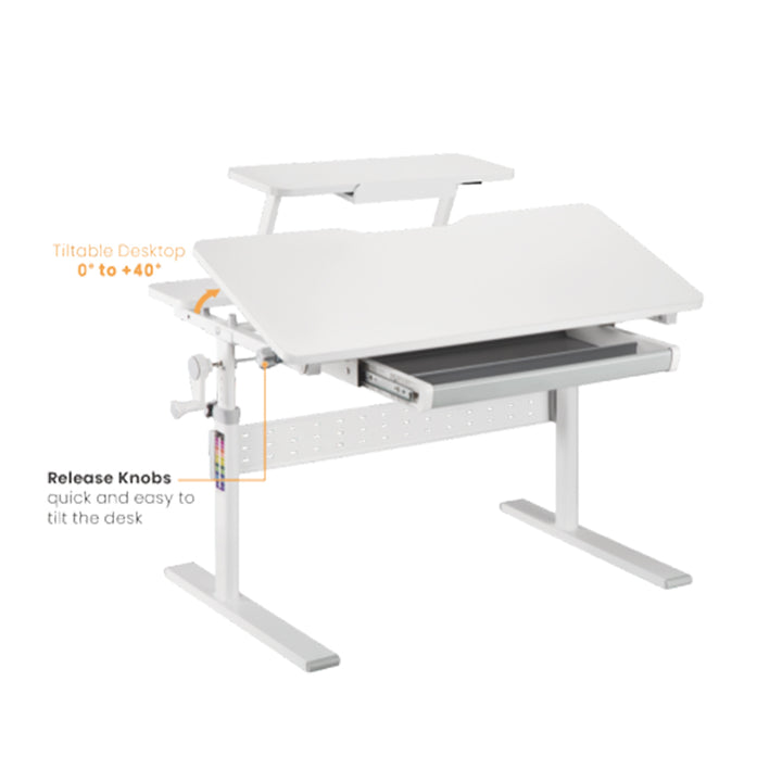 Ergo Office ER-483 In hoogte verstelbaar kinderbureau, grijs, max 40kg, 900x600 mm,