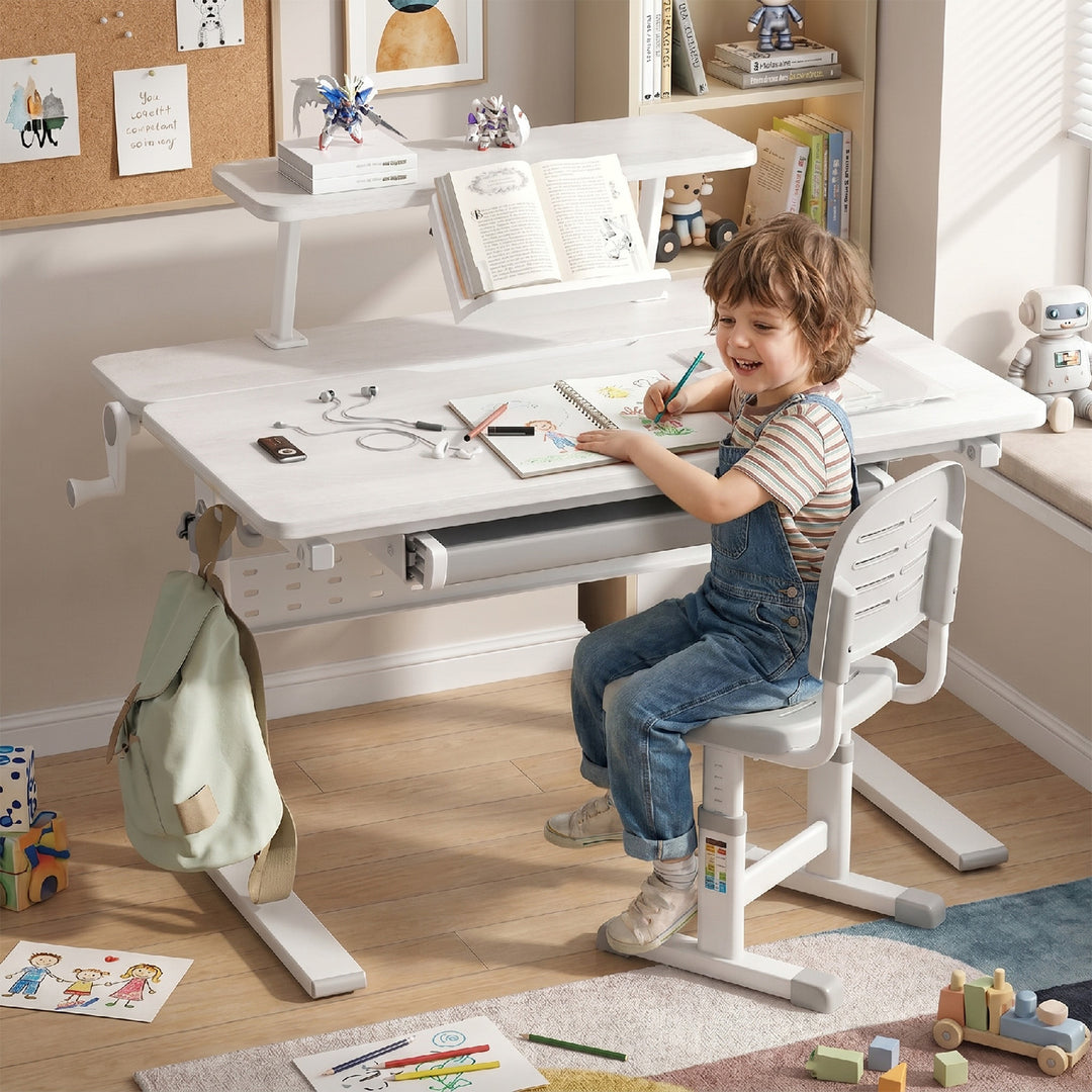 Ergo Office ER-483 In hoogte verstelbaar kinderbureau, grijs, max 40kg, 900x600 mm,