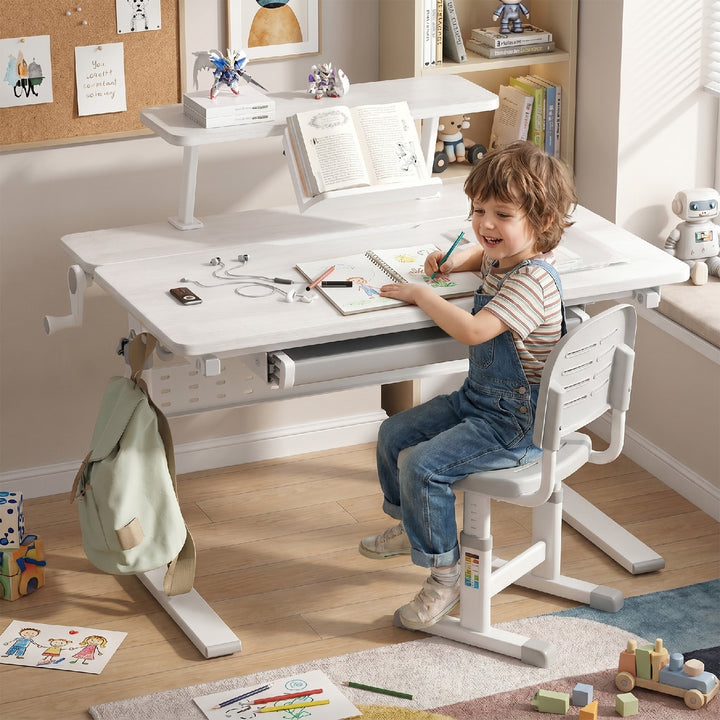 Ergo Office ER-483 In hoogte verstelbaar kinderbureau, grijs, max 40kg, 900x600 mm,