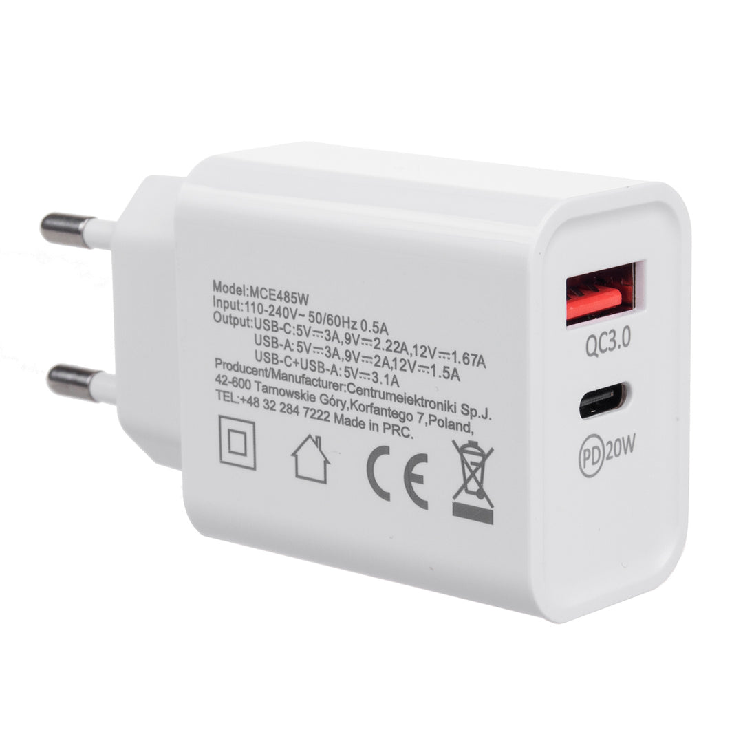 Chargeur secteur 20W Quick Charge Power Delivery USB Type-C et câble de 1m