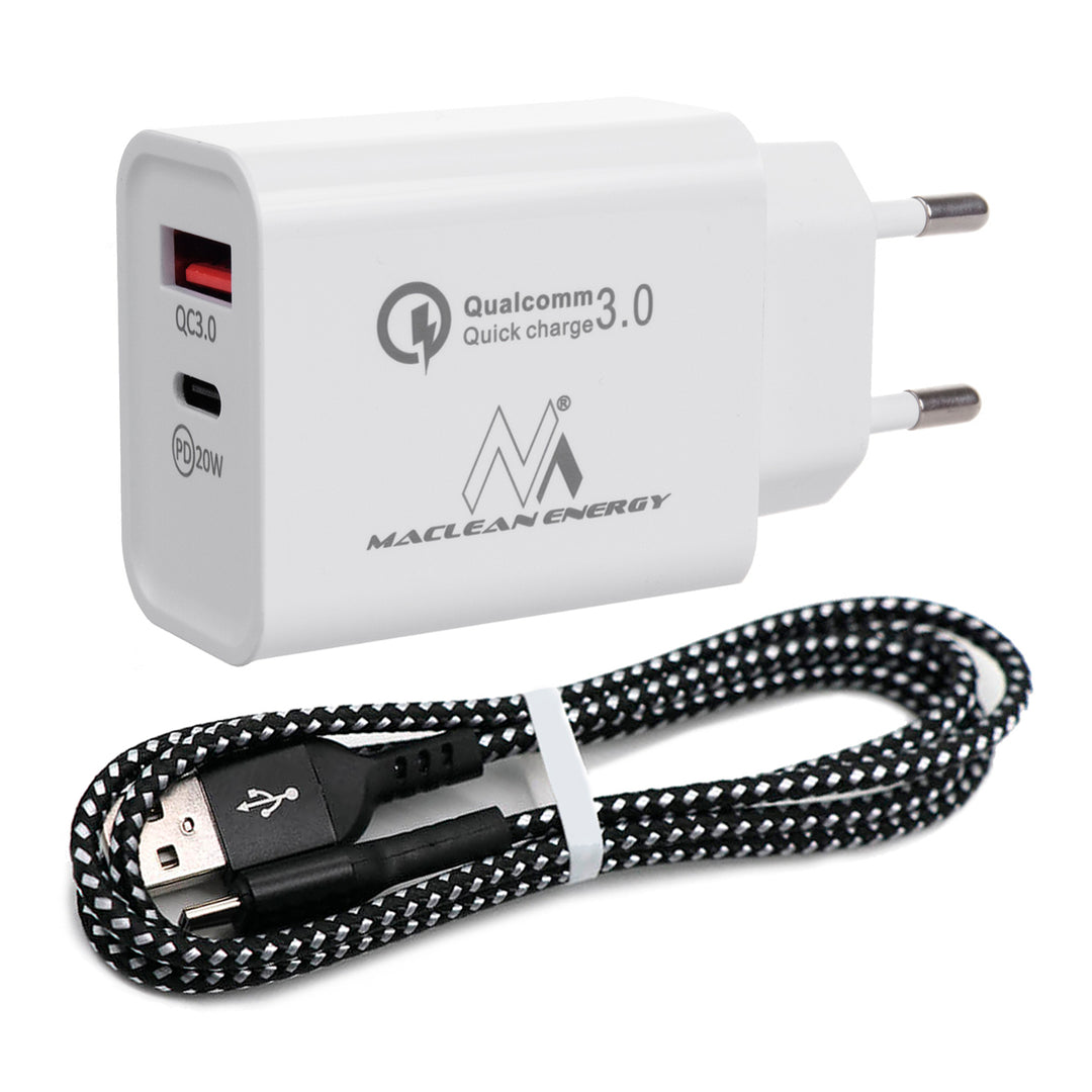 Chargeur secteur 20W Quick Charge Power Delivery USB Type-C et câble de 1m