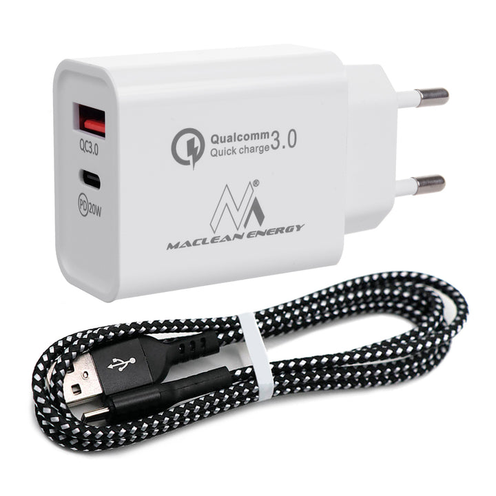 Chargeur secteur 20W Quick Charge Power Delivery USB Type-C et câble de 1m
