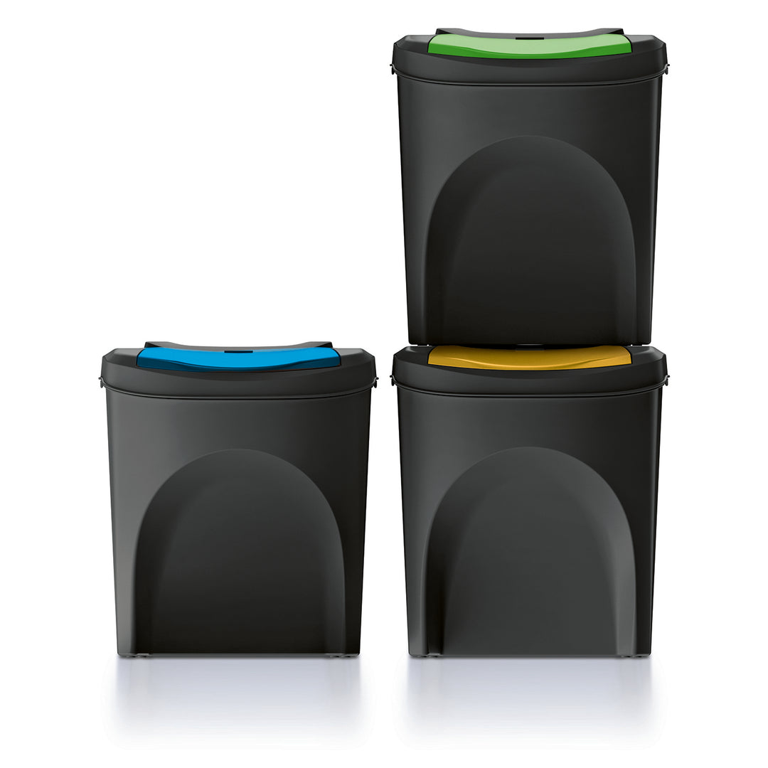 Keden Sortibox 3x25L prullenbakkenset zwart