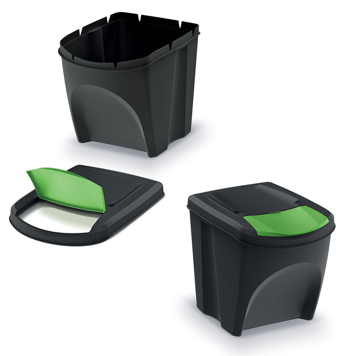 Keden Sortibox 3x25L prullenbakkenset zwart