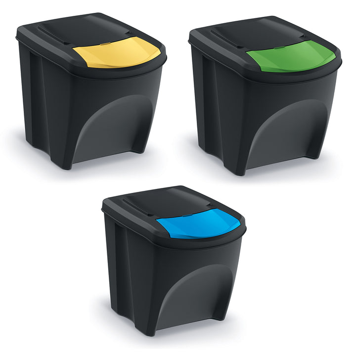 Keden Sortibox 3x25L prullenbakkenset zwart