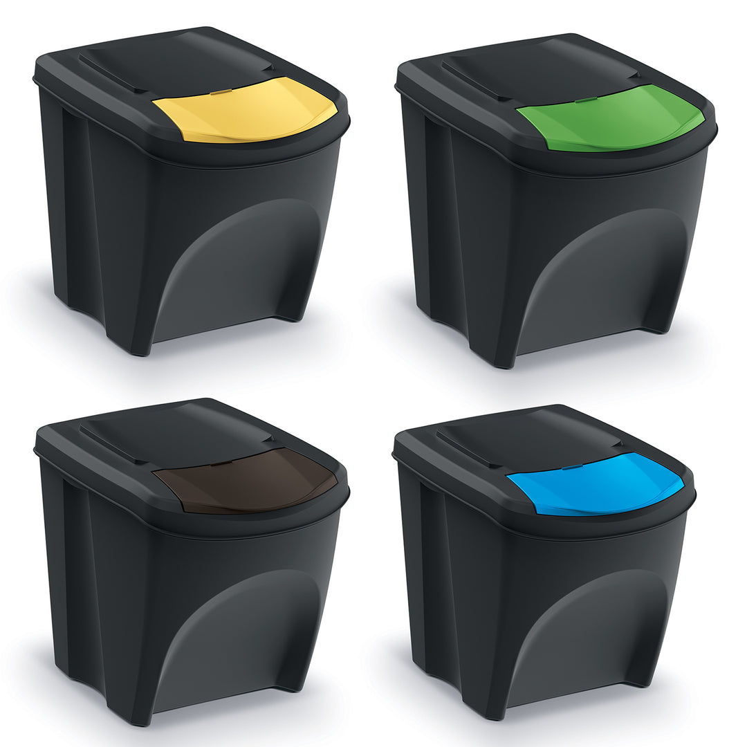 Keden Sortibox 4x25L prullenbakkenset zwart