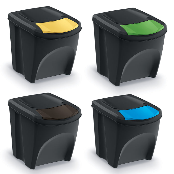 Keden Sortibox 4x25L prullenbakkenset zwart