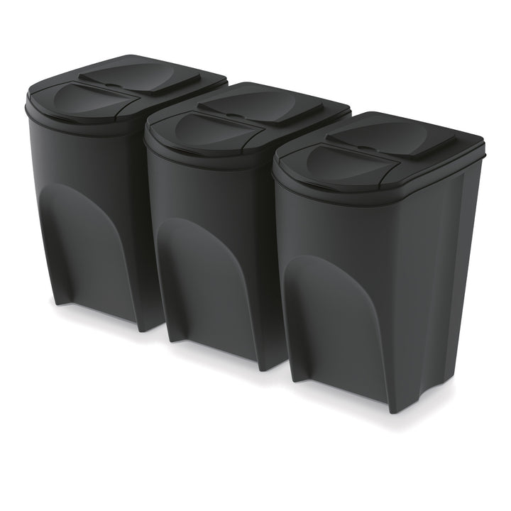 Ensemble de poubelles de recyclage Keden Sortibox 3x35L noir