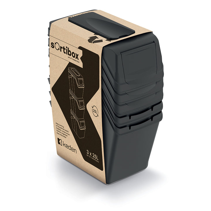 Keden SORTI BOX 3x25l vuilnisbak - zwart recycling