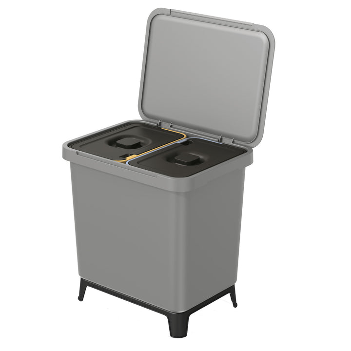 SYSTEMA prullenbak met prullenbakken - glad grijs - 2x10l