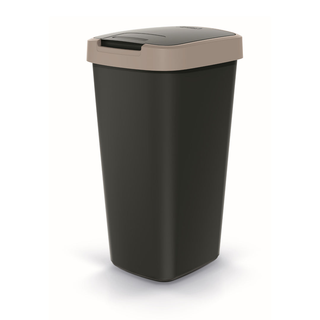 Corbeille à déchets KEDEN COMPACTA Q 25 litres poubelle NSAB25-WG5C - noir avec cadre marron clair