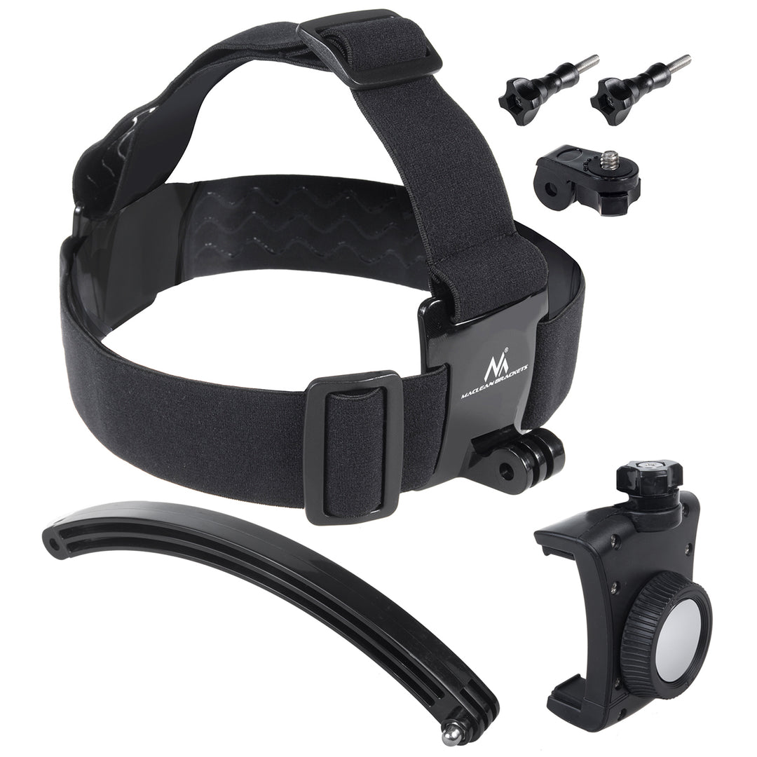 Maclean MC-447 sporthoofdband, draaibaar, voor mobiele telefoon, camera, GoPro en andere camera's