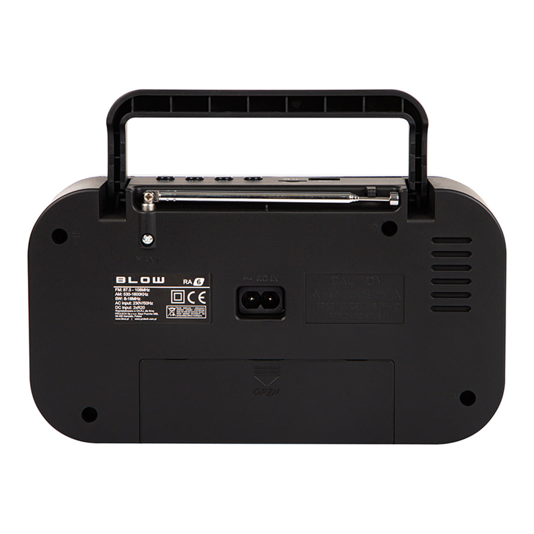 Radio analogique portable AM/FM RA6 alimentée par piles et secteur Blow