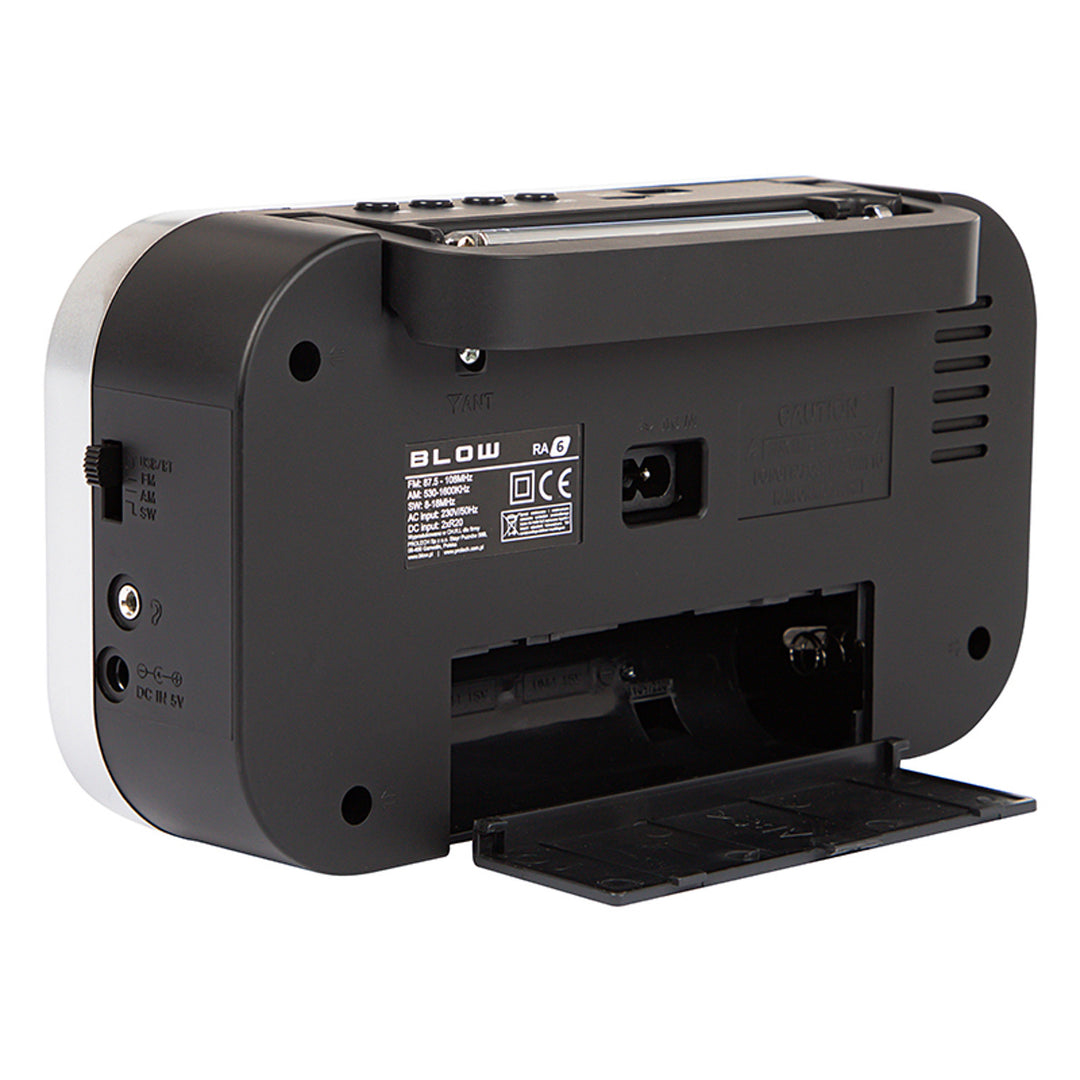 Radio analogique portable AM/FM RA6 alimentée par piles et secteur Blow