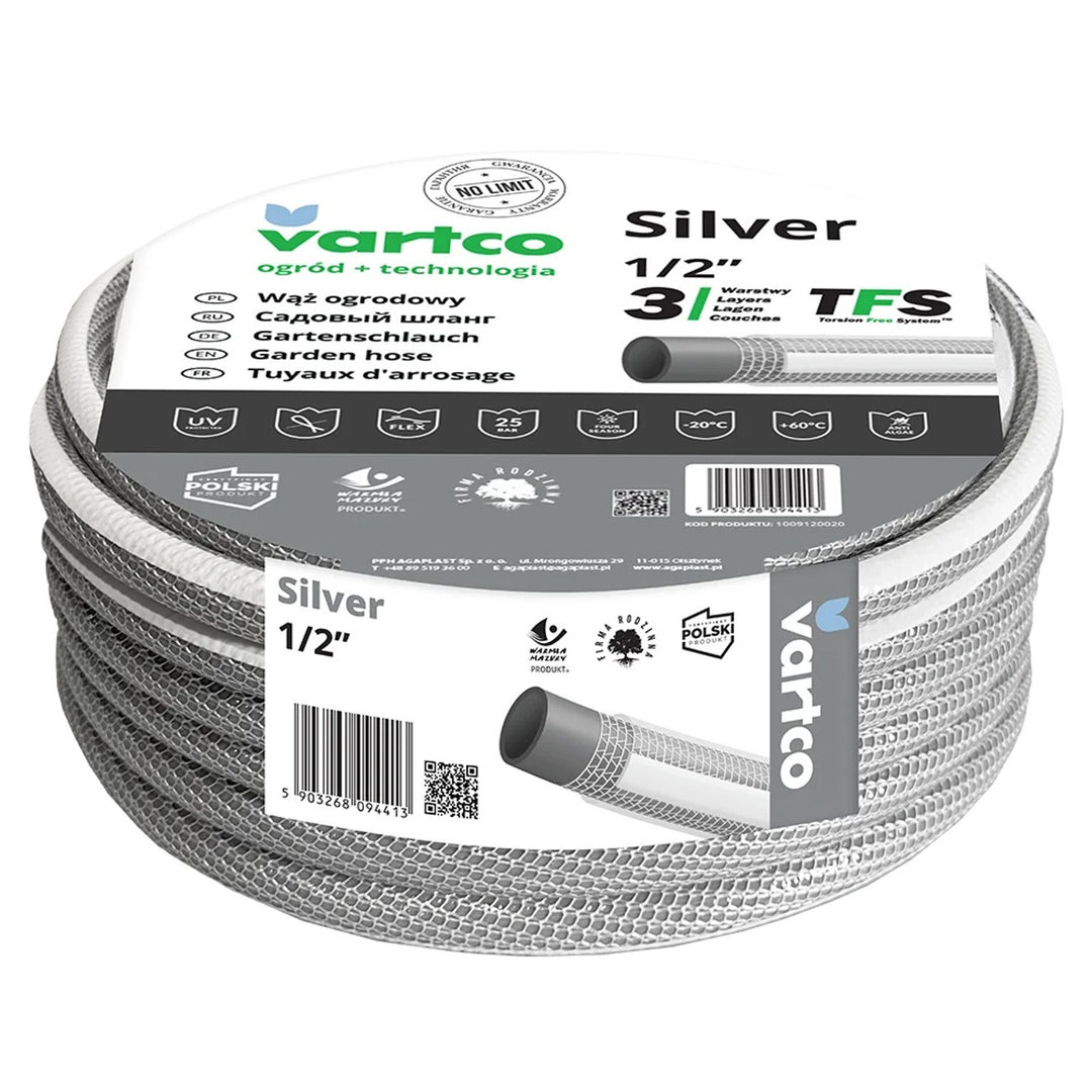 Vartco Zilver TFS 1/2" 3-laags tuinslang 20m