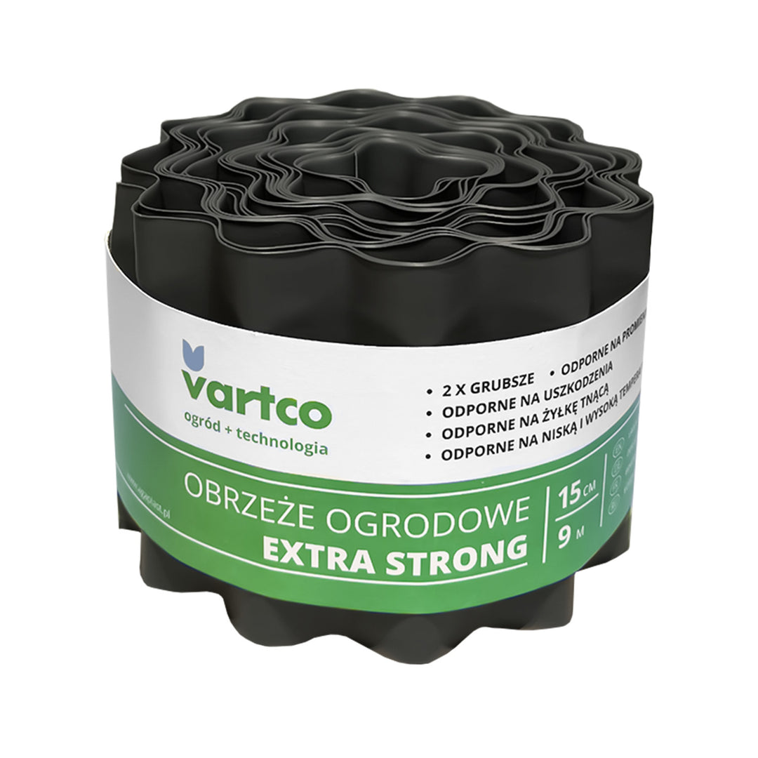 Gegolfde tuinrand 15cm x9m Vartco Extra Strong grafiet