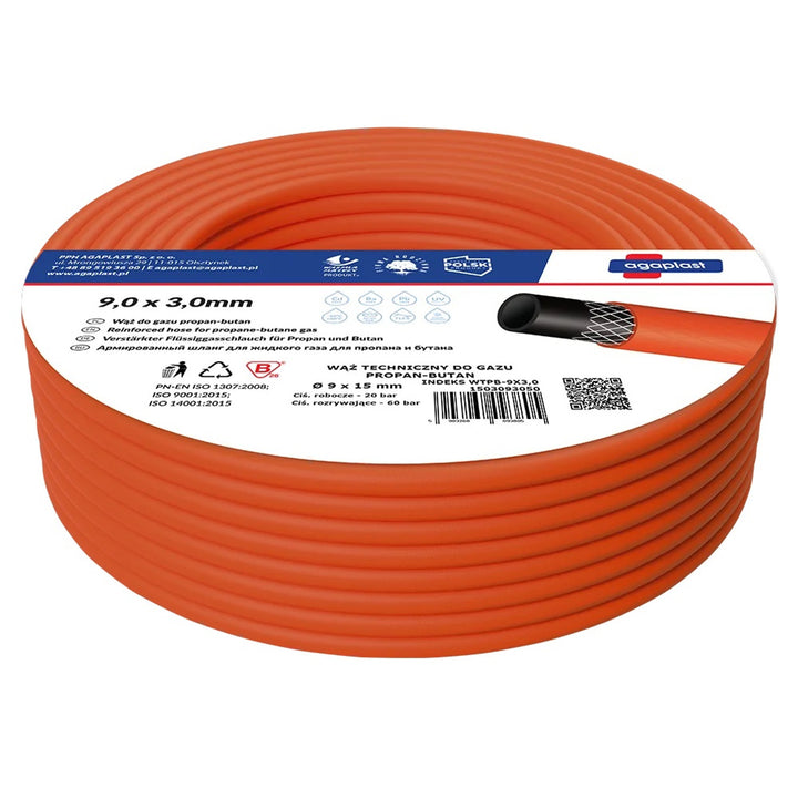 PROPAAN-BUTAAN AGAPLAST GASLANG 25m PVC ELASTISCH EN LICHTGEWICHT