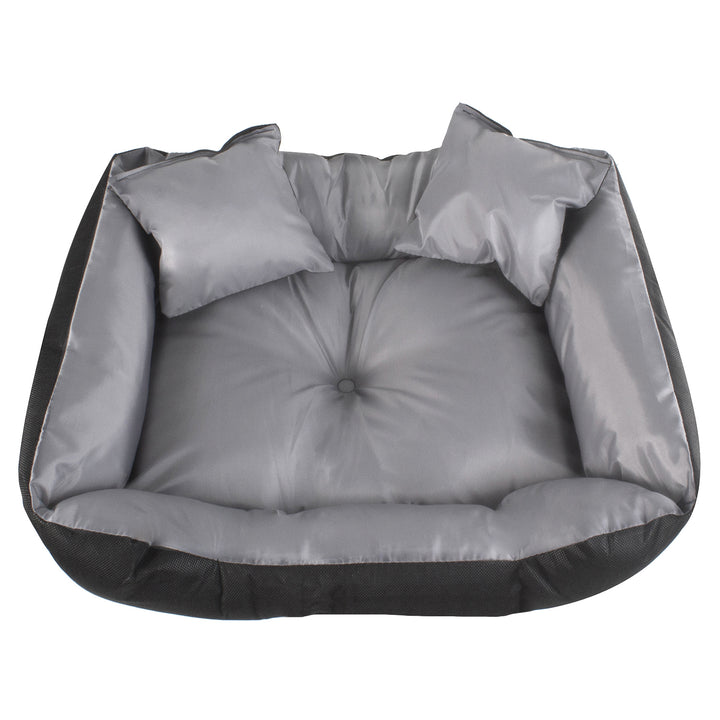 Lit pour chien et chat avec coussin Ecco Nylon imperméable Lavable (Dimensions intérieures : 40x30 / Dimensions extérieures : 55x45cm, Gris/noir)