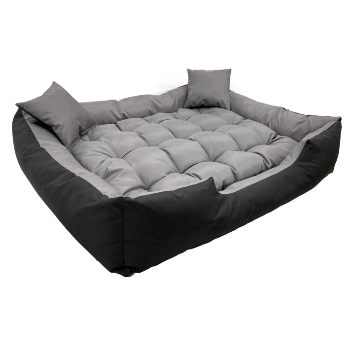 Honden- en kattenmand met wasbaar waterdicht Ecco Nylon kussen (Binnenmaat: 100x80 / ​​​​Buitenmaat: 115x95cm, Grijs/zwart)