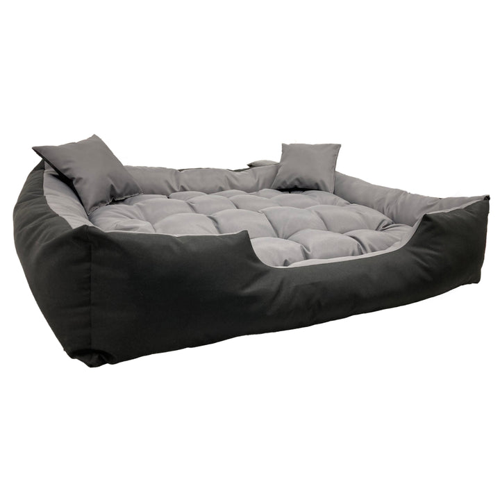 Honden- en kattenmand met wasbaar waterdicht Ecco Nylon kussen (Binnenmaat: 100x80 / ​​​​Buitenmaat: 115x95cm, Grijs/zwart)