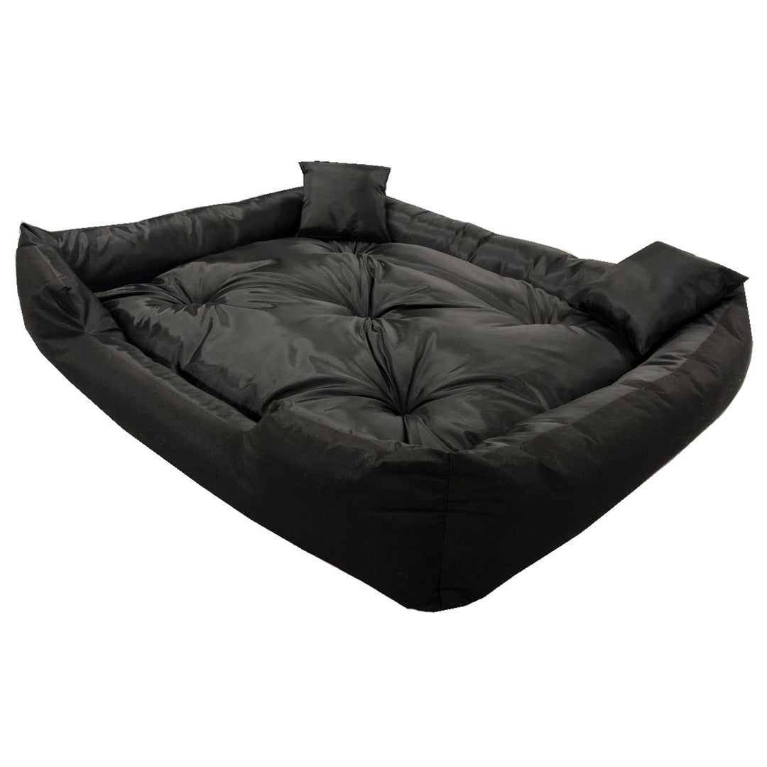 Lit pour chien et chat avec coussin Ecco Nylon imperméable lavable Dimensions intérieures : 60x50 / Dimensions extérieures : 75x65cm, Noir