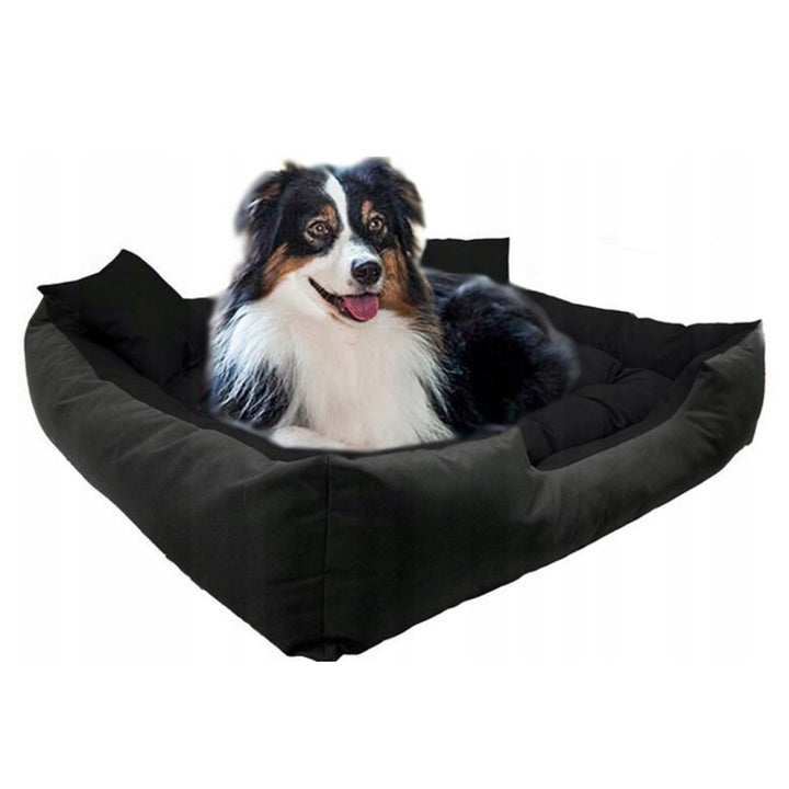 Lit pour chien et chat avec coussin Ecco Nylon imperméable lavable Dimensions intérieures : 60x50 / Dimensions extérieures : 75x65cm, Noir