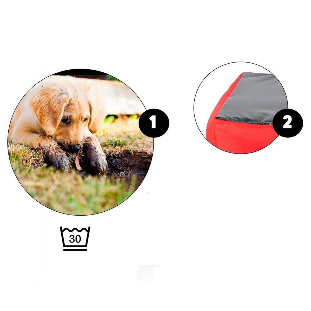 Lit pour chien et chat avec coussin Ecco Beige & Noir Matériau imperméable en nylon lavable pour animaux domestiques Taille intérieure : 40x30 / Taille extérieure : 55x45cm Noir