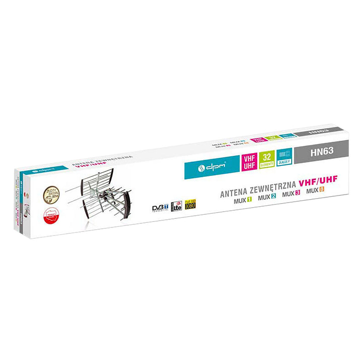 Antenne directionnelle DVB-T / DVB-T2 DPM HN63NWZ avec filtre LTE, 32 EL, avec amplificateur