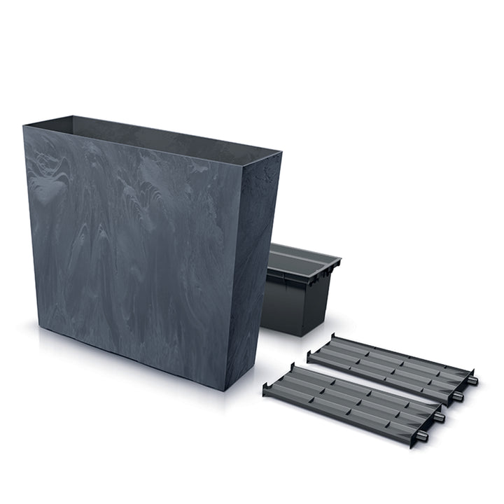 Plantenbak met binnenpot Prosperplast Urbi Case Beton Effect Toren Bloembak voor binnen en buiten Rechthoekig kunststof (77x23,5x68,7cm, Antraciet)