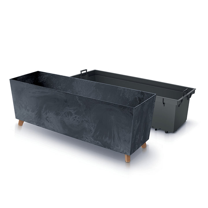 Bac à fleurs avec pieds Prosperplast Urbi Case Beton Effect N pour l'intérieur et l'extérieur Rectangulaire Plastique 770x235x300mm (Anthracite)