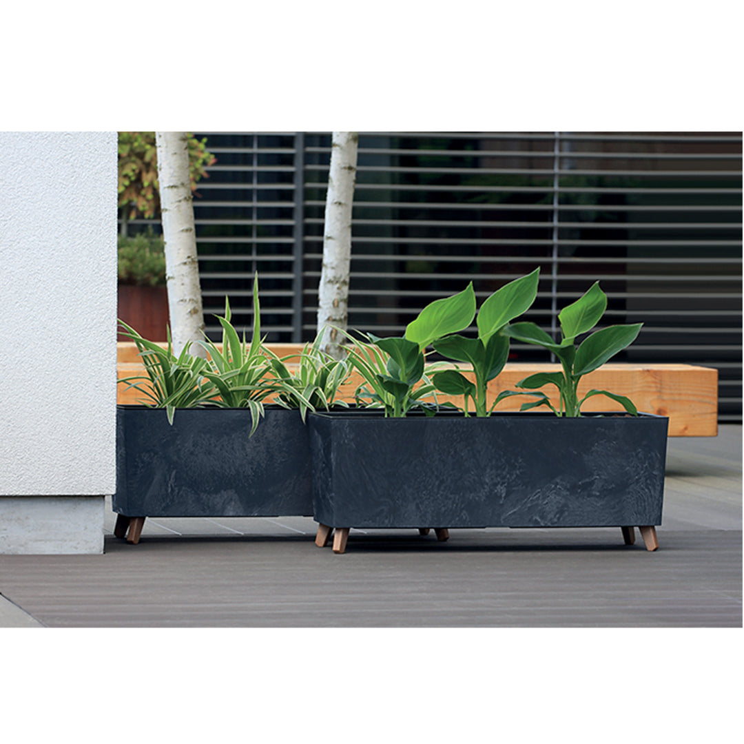 Bac à fleurs avec pieds Prosperplast Urbi Case Beton Effect N pour l'intérieur et l'extérieur Rectangulaire Plastique 770x235x300mm (Anthracite)