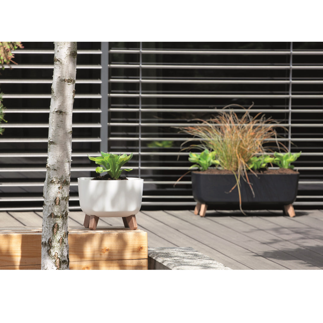 Pot de fleurs avec pieds amovibles incl. insert Prosperplast Gracia Square pour l'intérieur et l'extérieur Pot de plantes carré en plastique résistant aux UV 39x39x27cm blanc