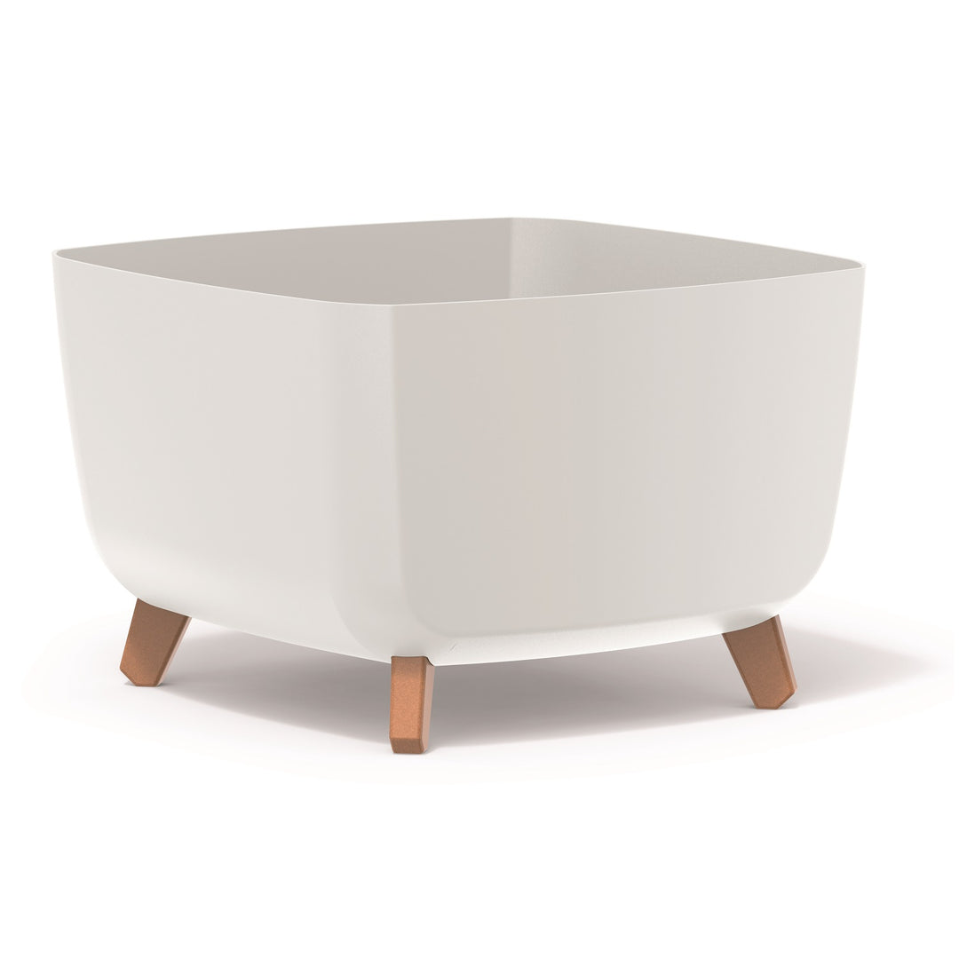 Pot de fleurs avec pieds amovibles incl. insert Prosperplast Gracia Square pour l'intérieur et l'extérieur Pot de plantes carré en plastique résistant aux UV 39x39x27cm blanc