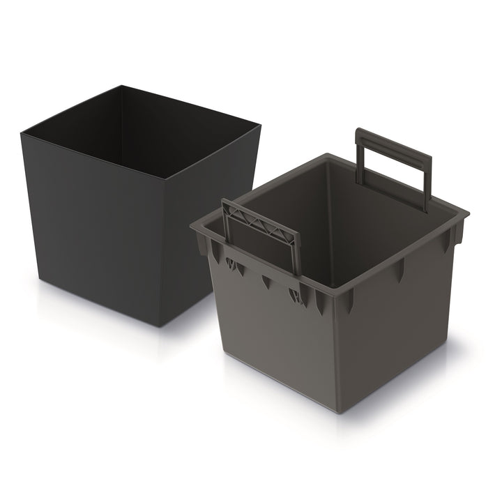 Pot de fleurs avec bac intérieur Prosperplast 2in1 Cache-pot Plastique Carré 29,5 cm x 29,5 cm x 29 cm (Anthracite)